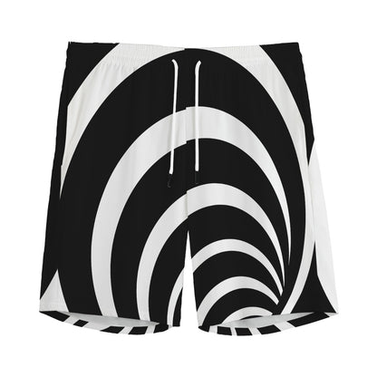 Black And White Optical Illusion Print Men's Sports Shorts