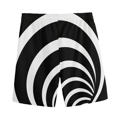 Black And White Optical Illusion Print Men's Sports Shorts