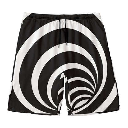 Black And White Optical Illusion Print Men's Swim Trunks