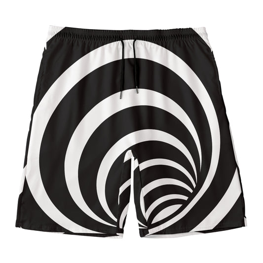 Black And White Optical Illusion Print Men's Swim Trunks