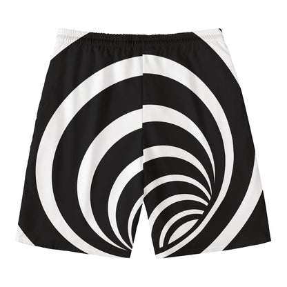 Black And White Optical Illusion Print Men's Swim Trunks