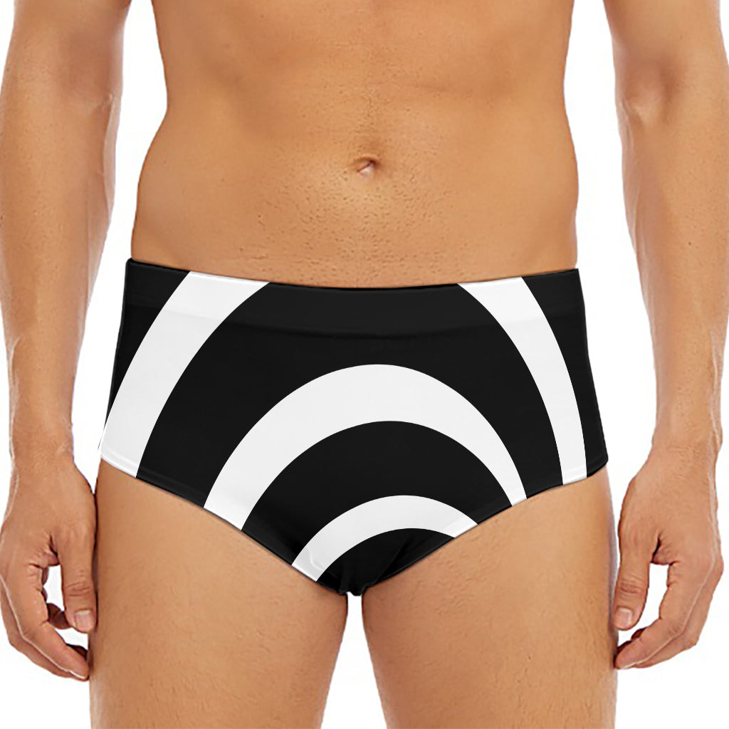 Black And White Optical Illusion Print Men's Triangle Swim Briefs