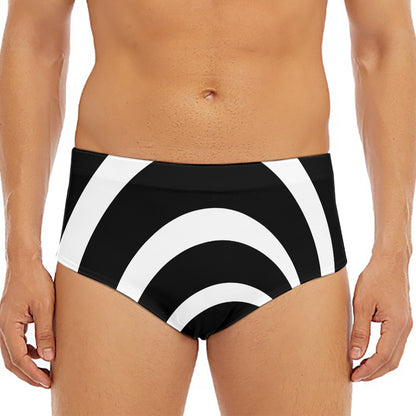 Black And White Optical Illusion Print Men's Triangle Swim Briefs