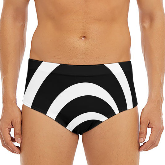 Black And White Optical Illusion Print Men's Triangle Swim Briefs