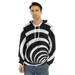 Black And White Optical Illusion Print Men's Velvet Pullover Hoodie