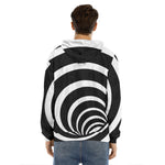 Black And White Optical Illusion Print Men's Velvet Pullover Hoodie