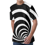 Black And White Optical Illusion Print Men's Velvet T-Shirt