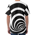 Black And White Optical Illusion Print Men's Velvet T-Shirt