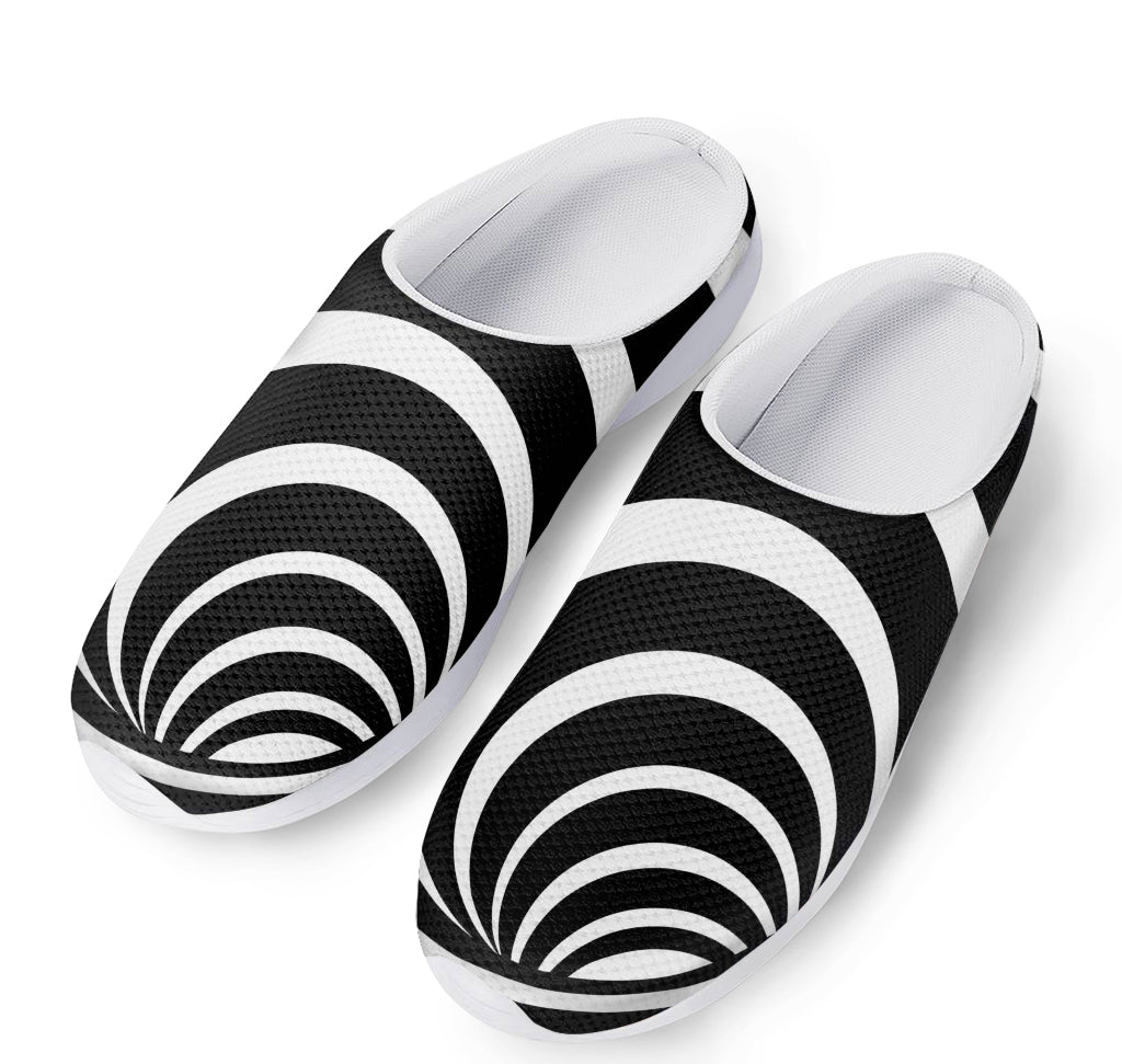 Black And White Optical Illusion Print Mesh Casual Shoes