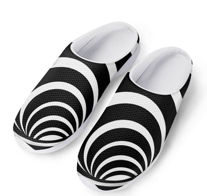 Black And White Optical Illusion Print Mesh Casual Shoes