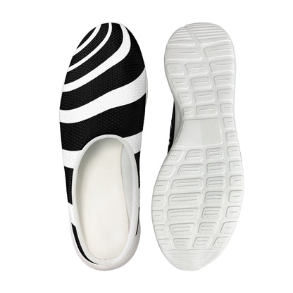 Black And White Optical Illusion Print Mesh Casual Shoes