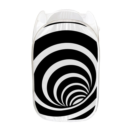 Black And White Optical Illusion Print Mesh Laundry Hamper