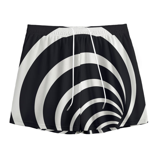 Black And White Optical Illusion Print Mesh Shorts