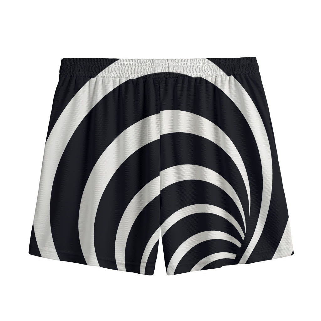 Black And White Optical Illusion Print Mesh Shorts