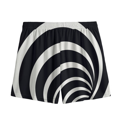 Black And White Optical Illusion Print Mesh Shorts