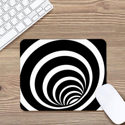 Black And White Optical Illusion Print Mouse Pad