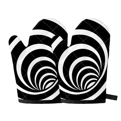 Black And White Optical Illusion Print Oven Mitts