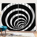 Black And White Optical Illusion Print Pencil Pleat Curtains