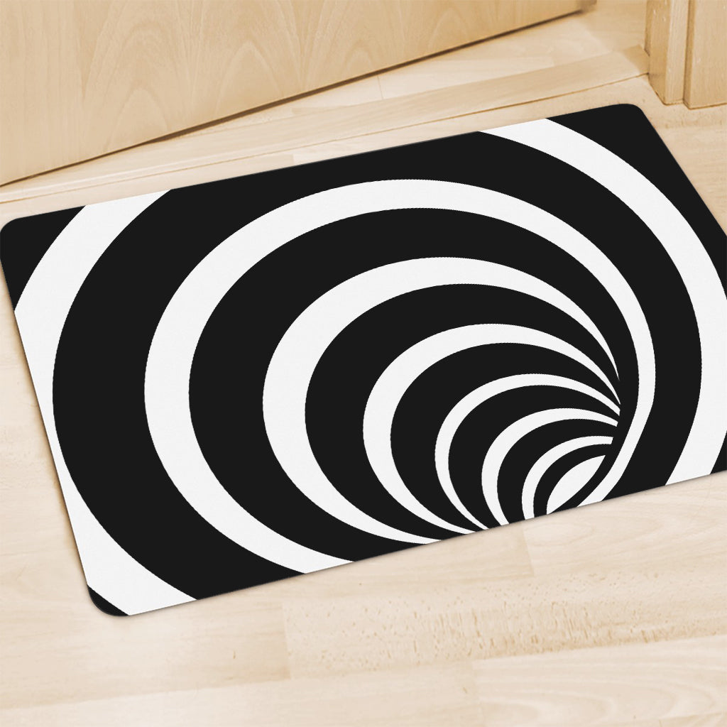 Black And White Optical Illusion Print Polyester Doormat