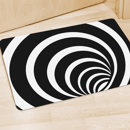 Black And White Optical Illusion Print Polyester Doormat