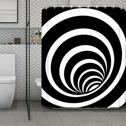Black And White Optical Illusion Print Polyester Shower Curtain