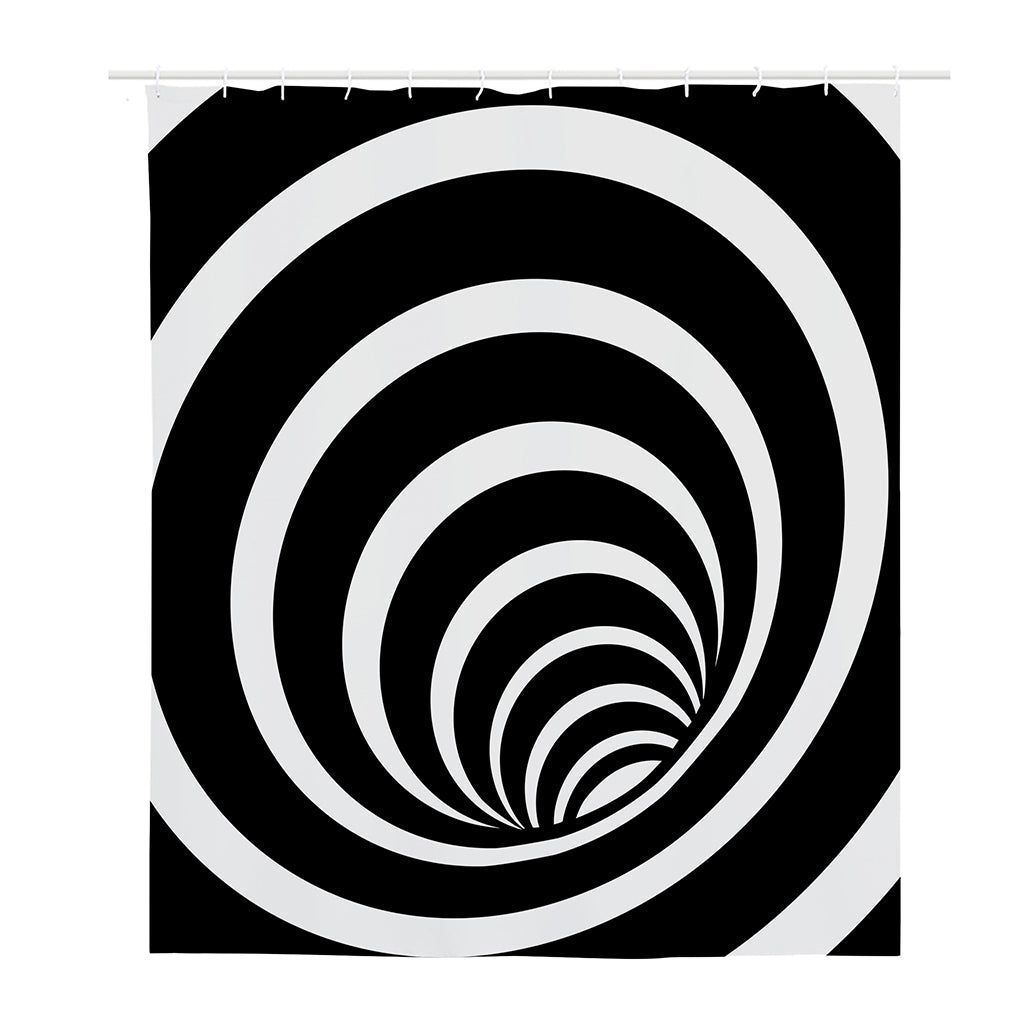 Black And White Optical Illusion Print Polyester Shower Curtain
