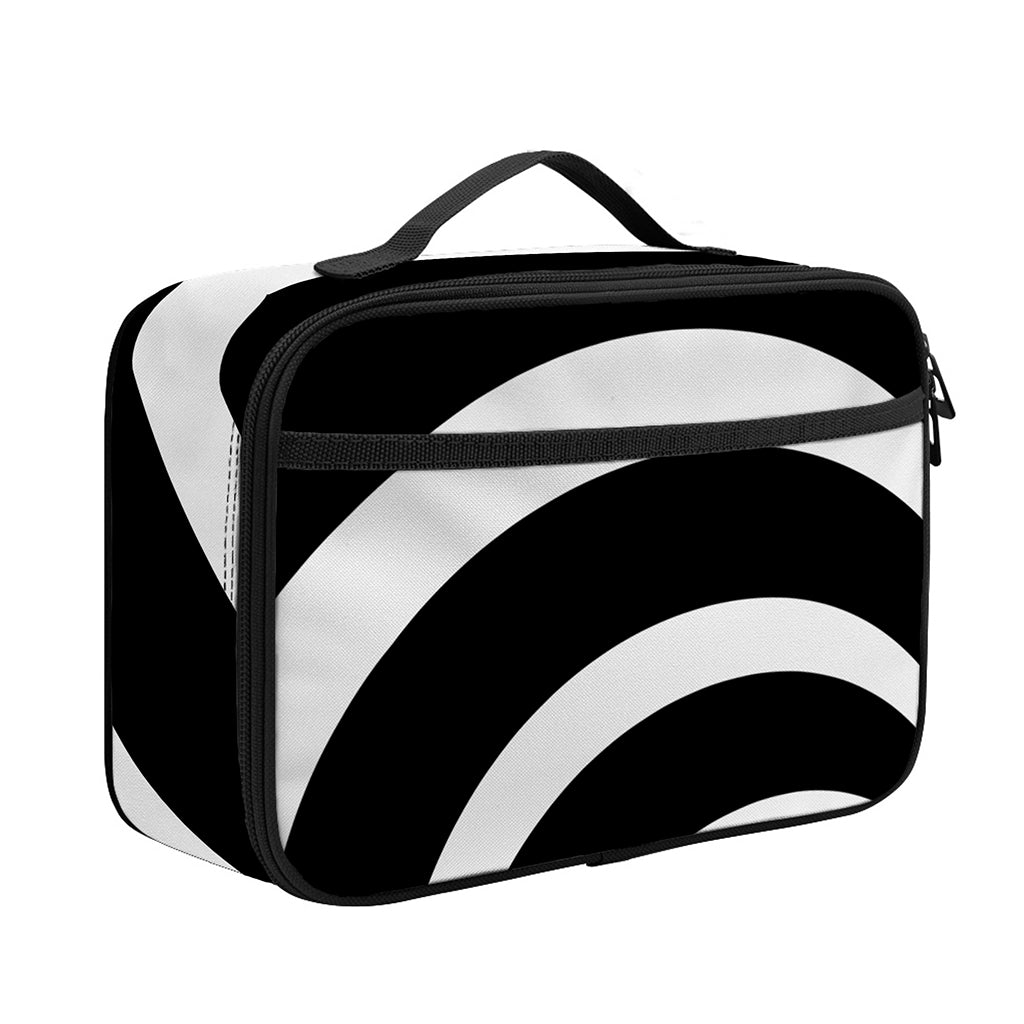 Black And White Optical Illusion Print Portable Lunch Bag
