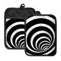 Black And White Optical Illusion Print Pot Holders With Pocket