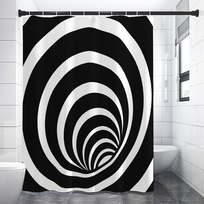 Black And White Optical Illusion Print Premium Shower Curtain