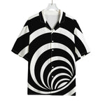 Black And White Optical Illusion Print Rayon Hawaiian Shirt