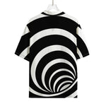 Black And White Optical Illusion Print Rayon Hawaiian Shirt