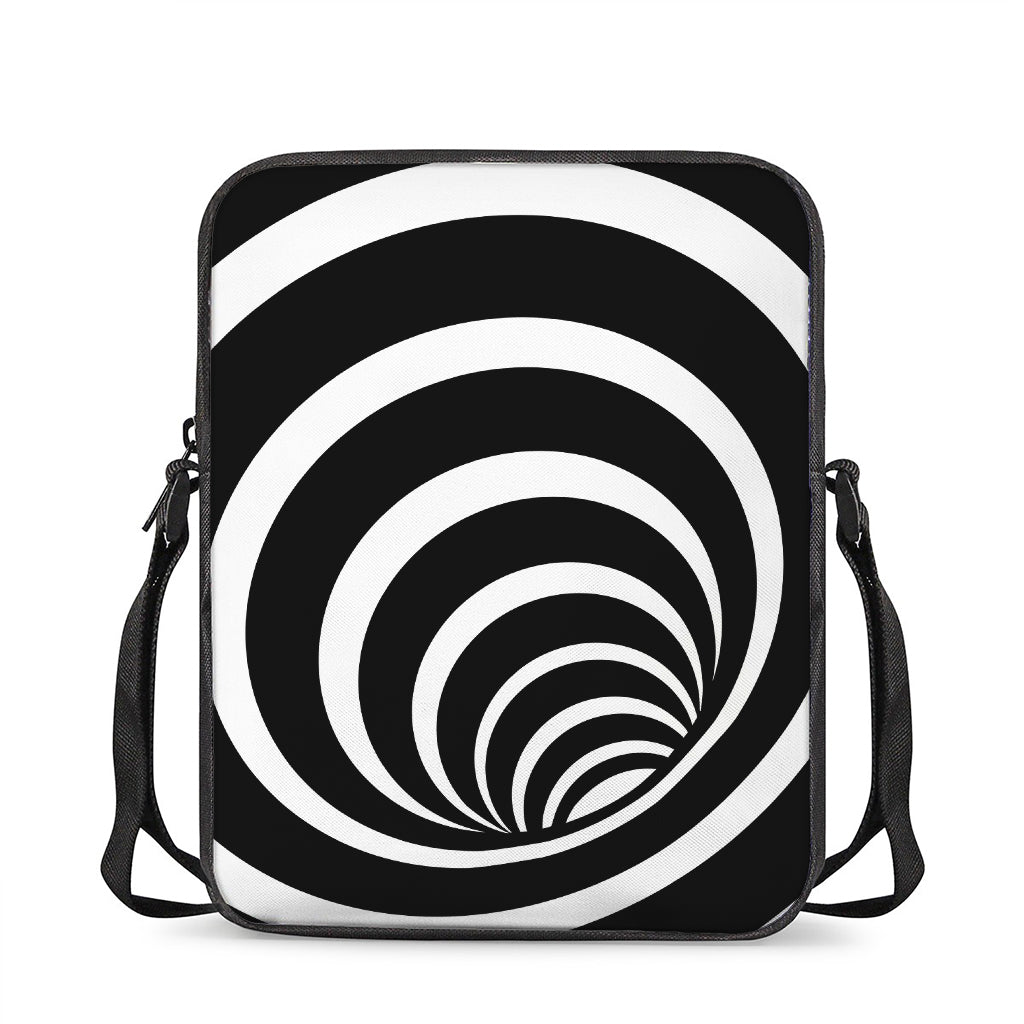 Black And White Optical Illusion Print Rectangular Crossbody Bag