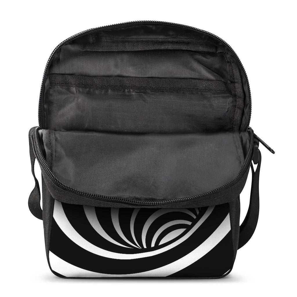 Black And White Optical Illusion Print Rectangular Crossbody Bag