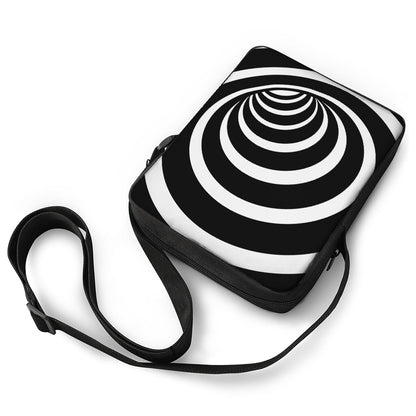 Black And White Optical Illusion Print Rectangular Crossbody Bag