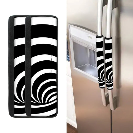 Black And White Optical Illusion Print Refrigerator Handle Covers
