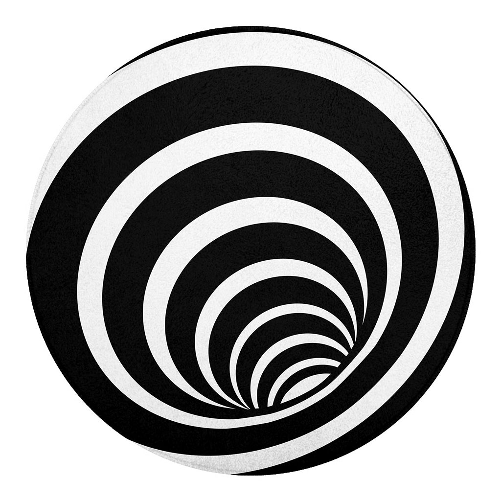 Black And White Optical Illusion Print Round Blanket