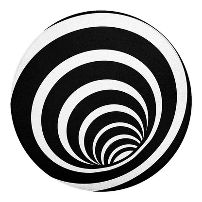 Black And White Optical Illusion Print Round Blanket