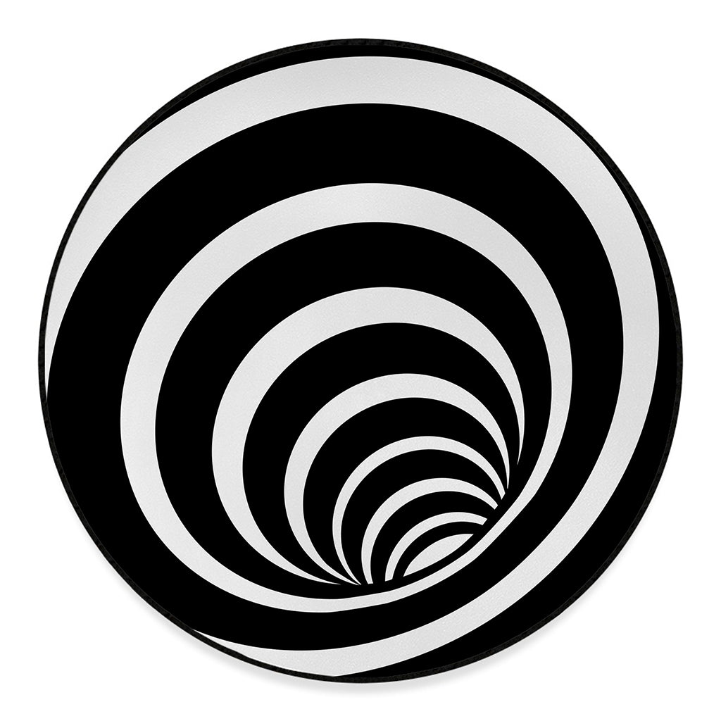 Black And White Optical Illusion Print Round Floor Mat
