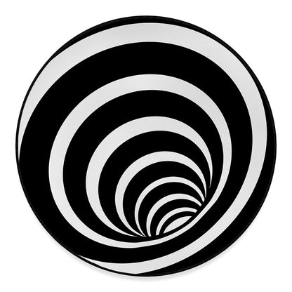Black And White Optical Illusion Print Round Floor Mat