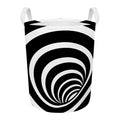 Black And White Optical Illusion Print Round Laundry Basket