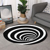 Black And White Optical Illusion Print Round Rug