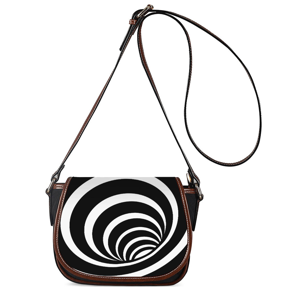 Black And White Optical Illusion Print Saddle Bag