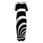 Black And White Optical Illusion Print Short Sleeve Long Nightdress