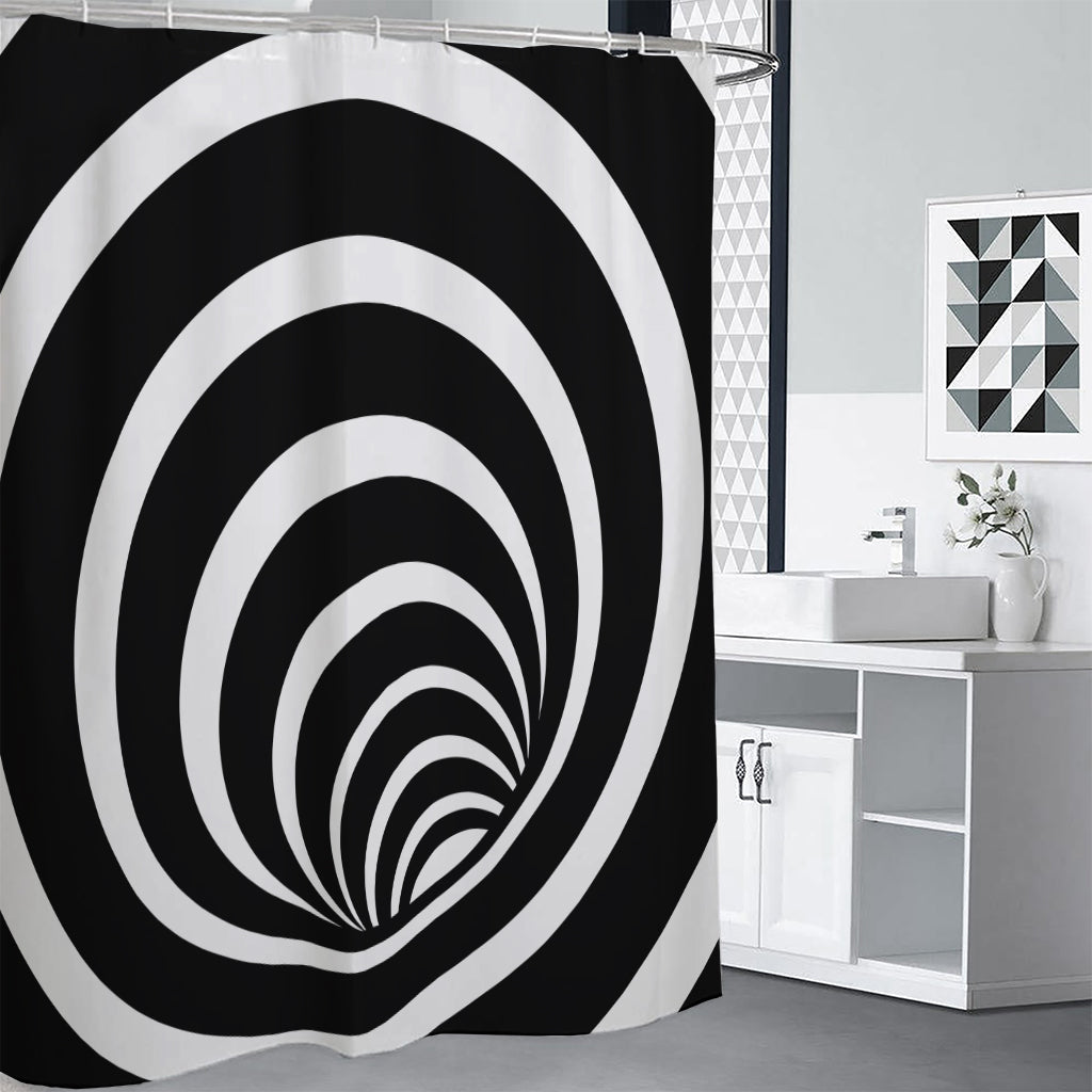 Black And White Optical Illusion Print Shower Curtain