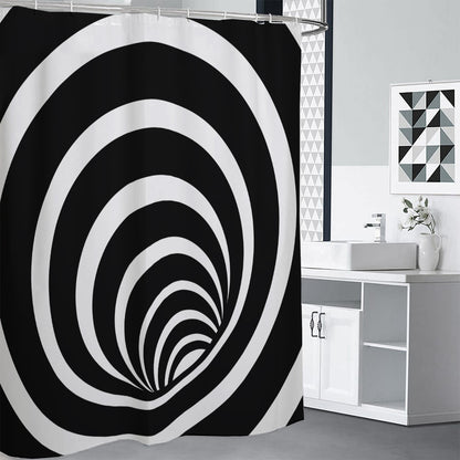 Black And White Optical Illusion Print Shower Curtain
