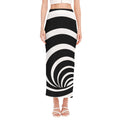 Black And White Optical Illusion Print Side Slit Maxi Skirt