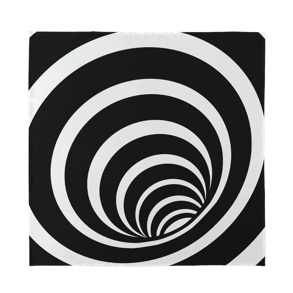 Black And White Optical Illusion Print Silk Bandana