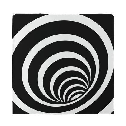 Black And White Optical Illusion Print Silk Bandana
