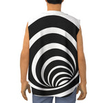 Black And White Optical Illusion Print Sleeveless Baseball Jersey