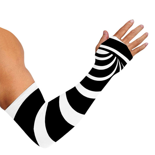 Black And White Optical Illusion Print Sun Protection Arm Sleeves